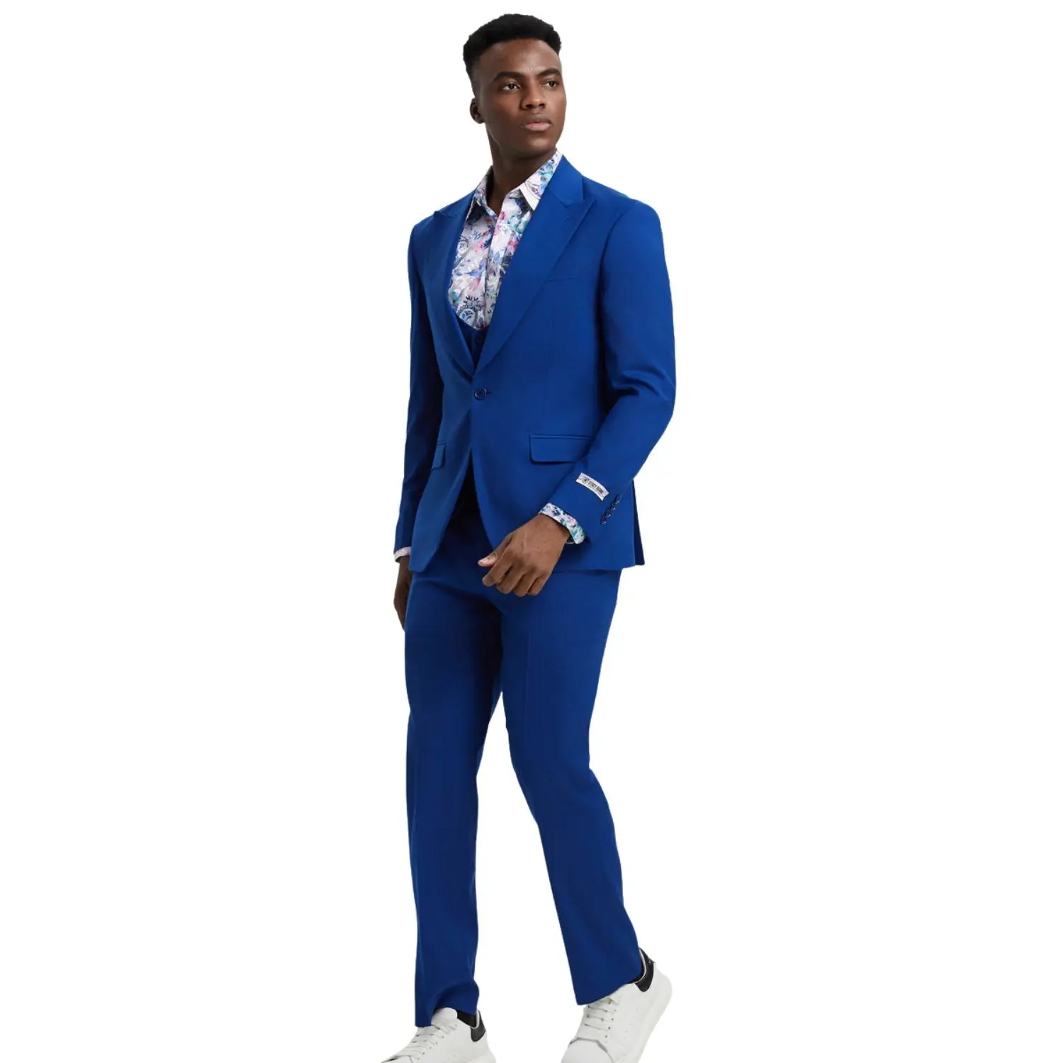 Men’s 3-Piece Solid Hybrid Fit Suit - Indigo