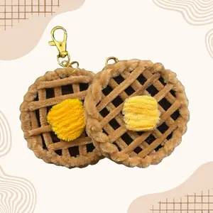 1pc Waffle Design Mirror Key Chain Bag Charm for Stylish Accessory Handmade from Pipe Cleaners