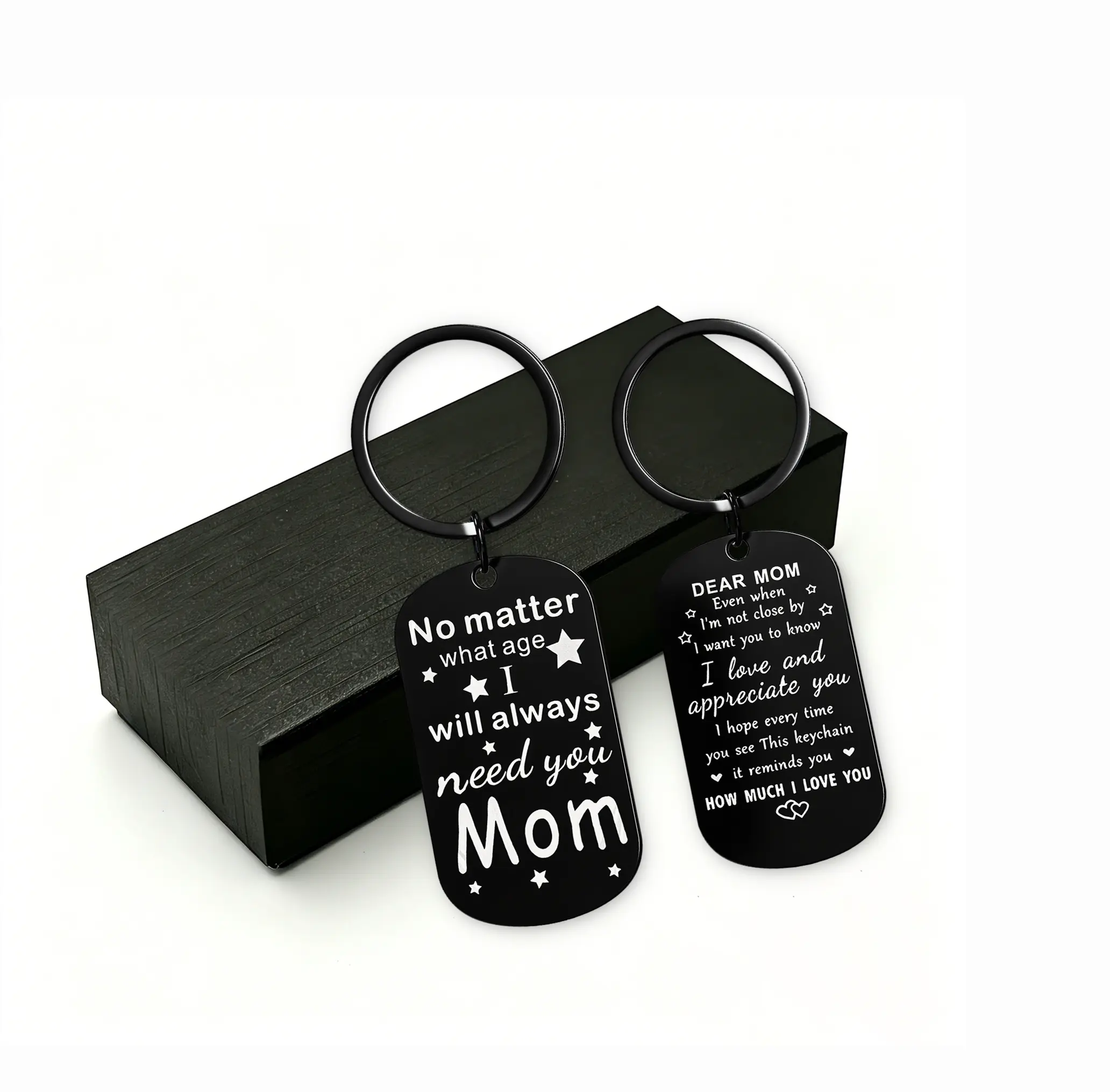 Double-Sided Engraved Stainless Steel Mom Keychain - Personalized Custom Engraved Message Metal Nameplate Keychain with Nameplate Engraving, Mothers Day & Birthday Gift for Mom from Daughter or Son, Personalized Keychain, Custom Keychains