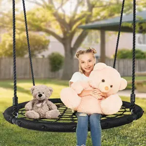 48-in Large Size PE Rope Spider Web Tree Swing, PE+Metal Durable Outdoor Swing Set, Multi-Child Easy-Setup Home Outdoor Furniture for Backyard, Patio