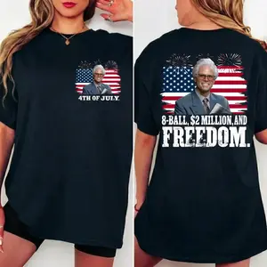 Baby Billy 4th of July 8-Ball And 2 Million Shirt, Righteous Gemstones Patriotic USA Flag Tee, Funny Show Fireworks T-Shirt for Independence Day, MADE IN USA