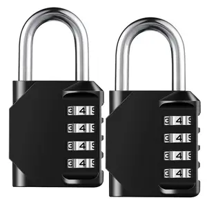 2pcs Resettable 4 Digit Combination Lock Waterproof Heavy Duty Outdoor Padlock High Security Durable Zinc Alloy Body Stainless Steel Cover 10000 Combinations Industrial Use