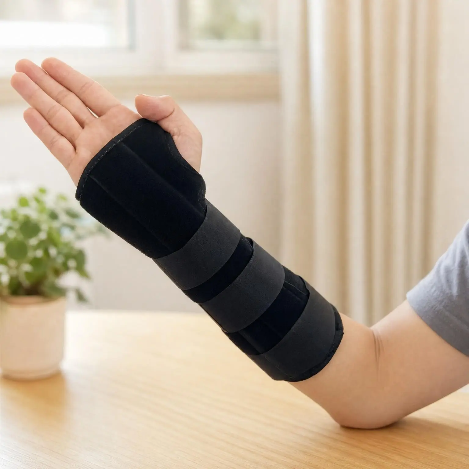 Unisex Forearm Wrist Support Splint Brace with Double Fixation for Carpal Tunnel, Adjustable Night Time Immobilizer, 9.8 inch (25cm) Length (LH/S)