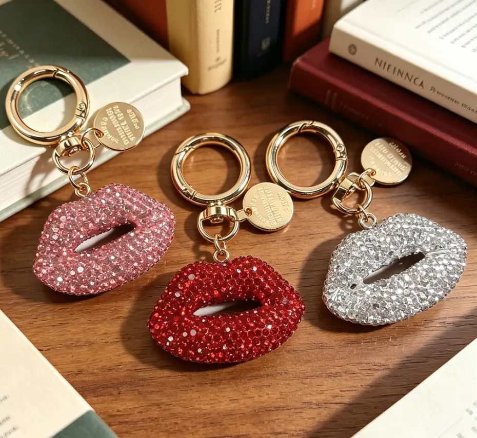 Handmade lip-shaped keychain, minimalist style, perfect for women and children. It is an ideal accessory for bags, keychains, car keys, and phone straps.