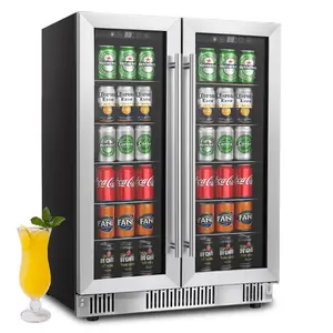 DollarDash Freestanding Beverage Refrigerator with Glass Front Door for Soda, Beer Under Counter Drink Refrigerator with Adjustable Shelves(Silver)