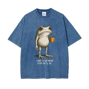 Unisex Retro Short-Sleeve Streetwear Top, "I Have To Say Weird Stuff Or I'll Die" Graphic Print, Soft Vintage Washed Eco-Friendly Cotton Casual Men's T-Shirt
