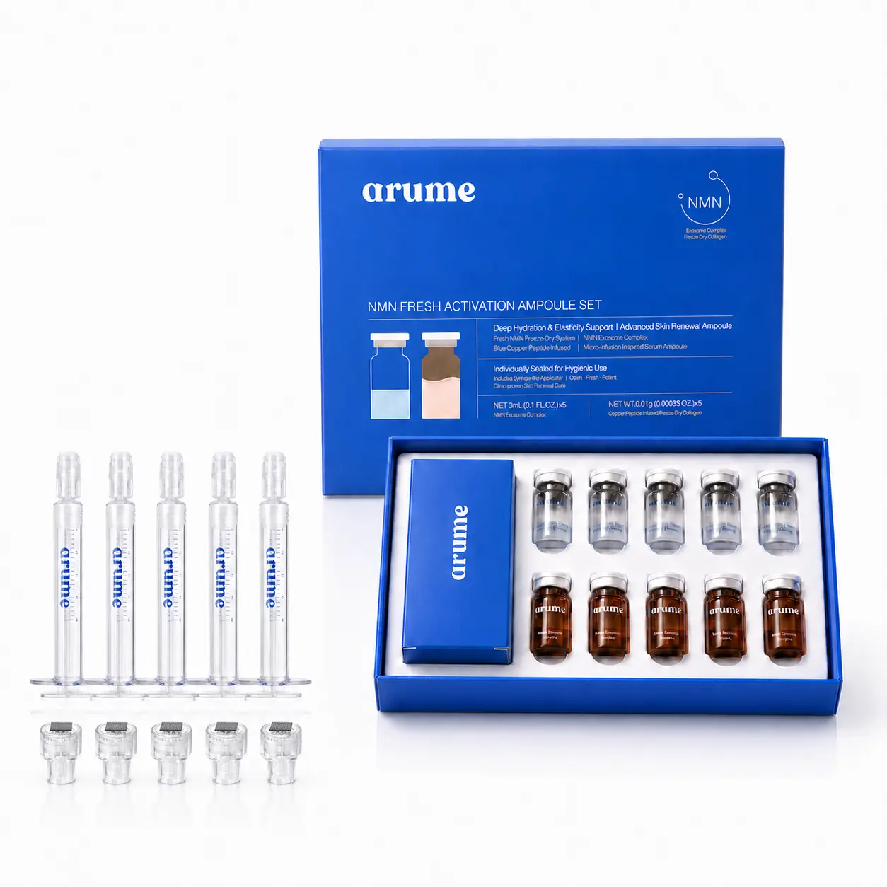 ARUME 5 Replaceable  Kit | Professional Sterile Microneedling Booster with PDRN, Plant Exosomes, NMN & Copper Peptide | 5 Lyophilized Powders + 5 Activating Solutions