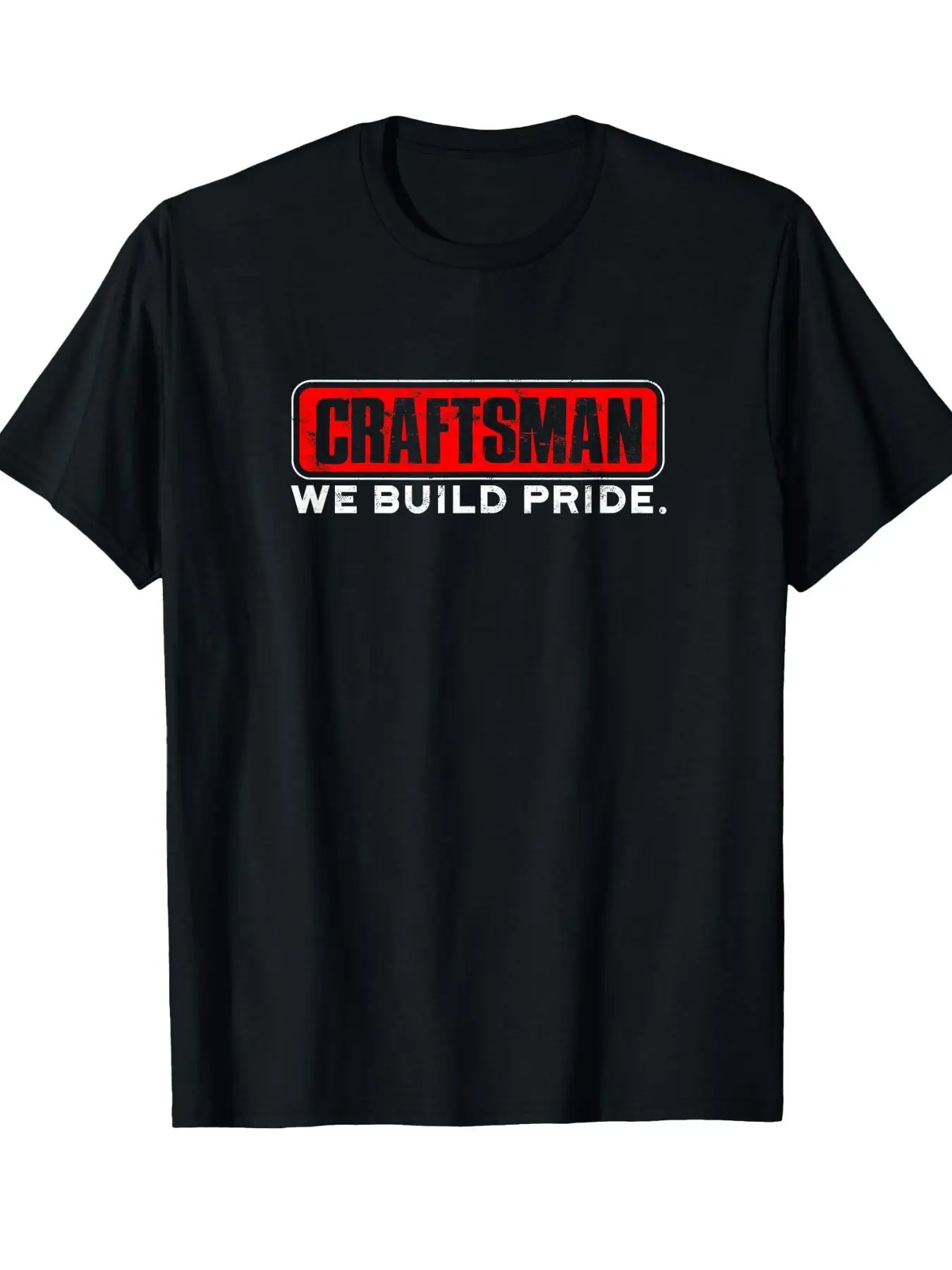 Classic Craftsman Label T-Shirt, American Vintage Workwear Style, Breathable Casual Round Neck Top, Men's Outdoor Daily Wear