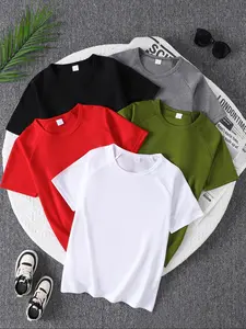 Boy's Solid Color Tee, Casual Short Sleeve Round Neck T-shirt for Summer, Kids Clothes for Daily Wear, Breathable Knit Clothing