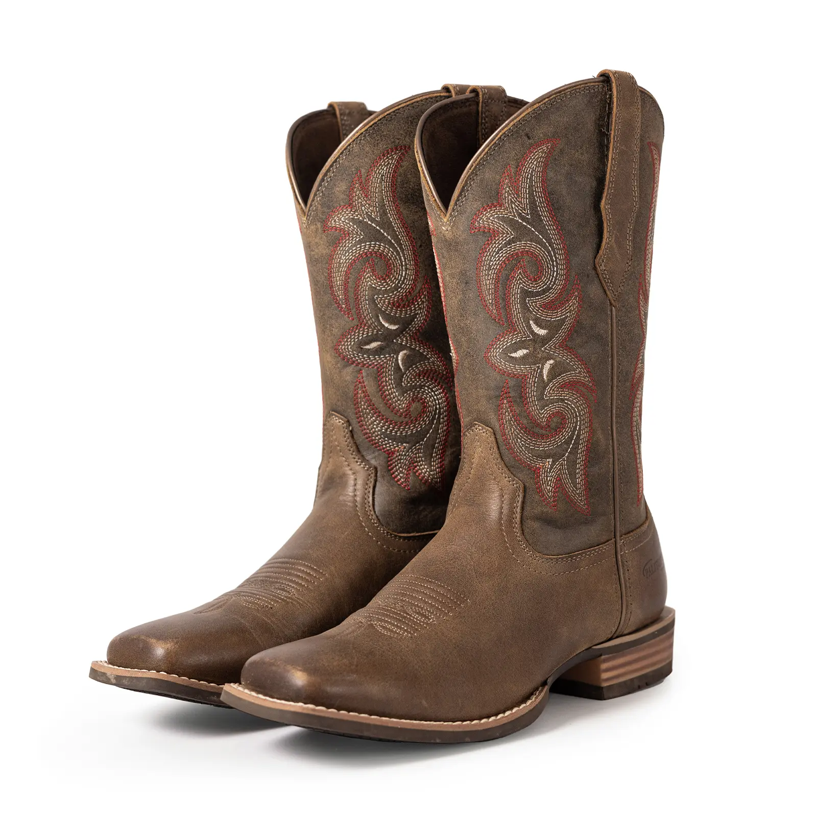 Palitutu Women's Light Brown Square Toe Genuine Leather Western Cowboy Boots, comfortable and breathable, mid-calf cowboy boots with vintage stitching and embroidery, durable and non-slip rubber sole. #CowboyBoots #WesternStyle