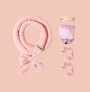 L'ANGE HAIR - Velvet Heatless Curls Set | Soft Curling Rod with 2 Velvet Scrunchies & Adjustable Bonnet for Comfortable Overnight Curls | Heatless Styling Tool for All Hair Types | 5-Piece Set, Heatless Hair Curler, Curly Hair Kit, Curlrollers