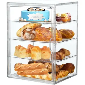 Bread Box,Large Bread Boxs for Kitchen Countertop - 4 Layers Adjustable Bread Storage Container,Clear Boxes for Kitchen Counter, Breads Box Airtight,Bread Holder, for Bagel Muffins(transparent)