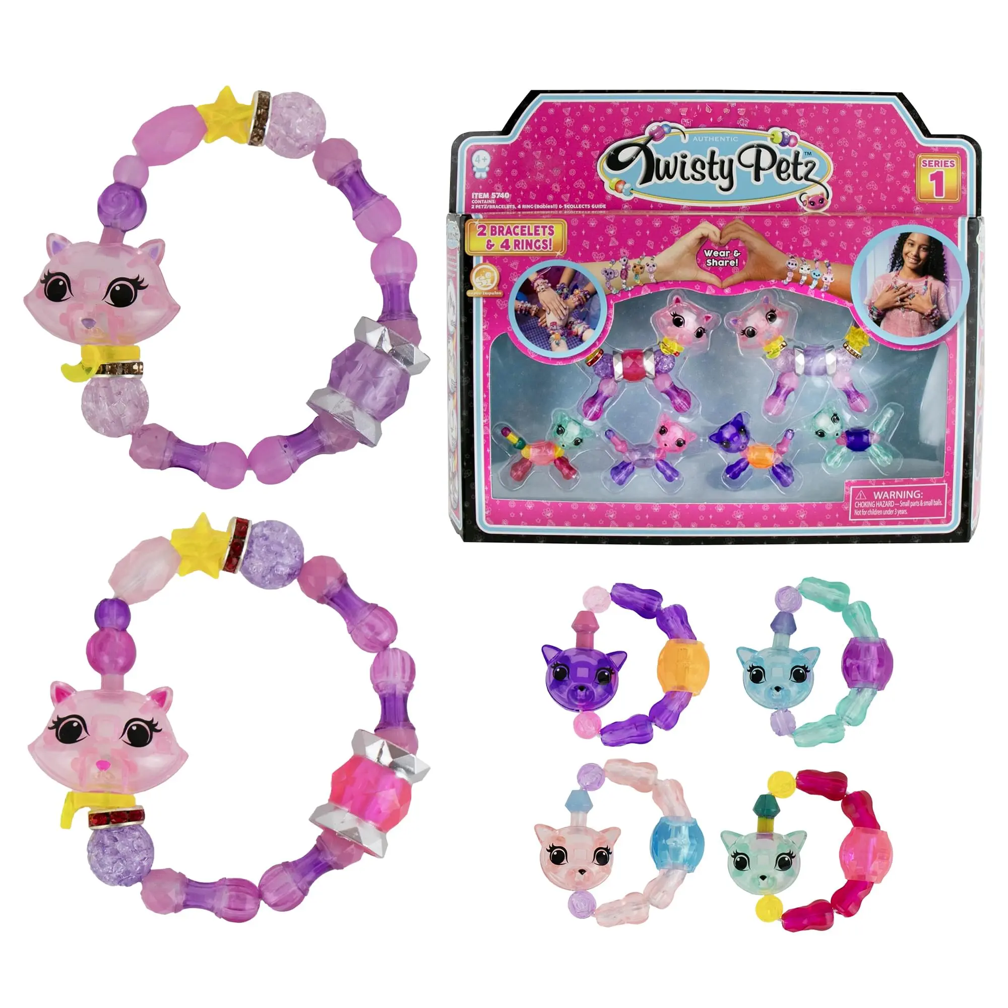 Twisty Petz Kitty Family Pack | 2 Bracelets & 4 Rings