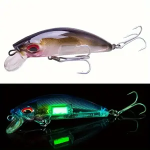1pc Luminous Minnow Fishing Lure - 3D Eyes Night Fishing Bait Artificial Hard Crankbait Wobbler with Hook - 9cm/3.54in Length, Pesca, Durable and Lifelike Design for Effective Catching