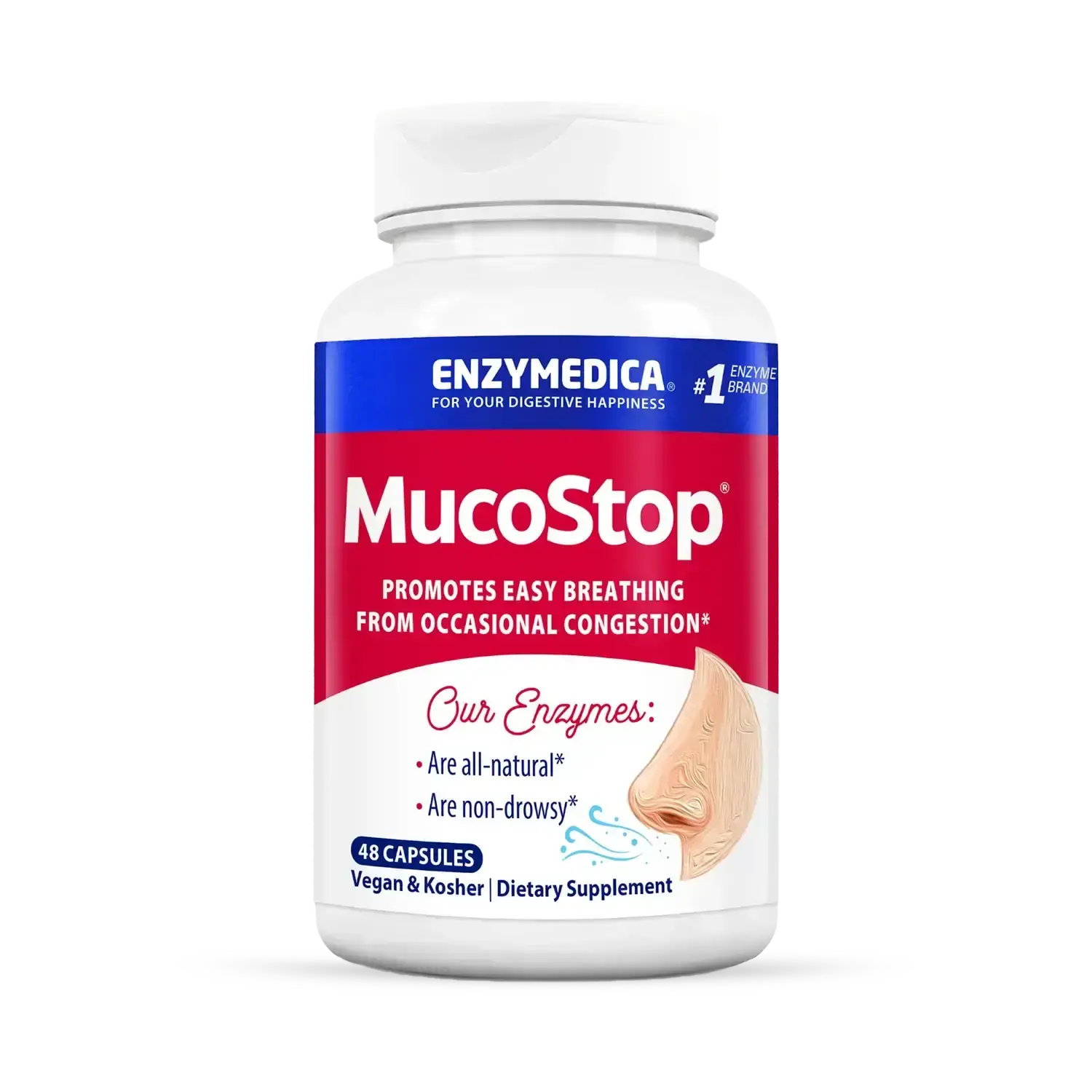 Enzymedica, MucoStop, Natural Enzyme Supplement, Relieves Seasonal or Occasional Congestion, Supports Easy Breathing