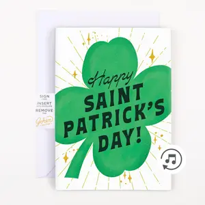 Endless Bagpipes St. Patricks Day Card with Glitter and Sticker Surprise