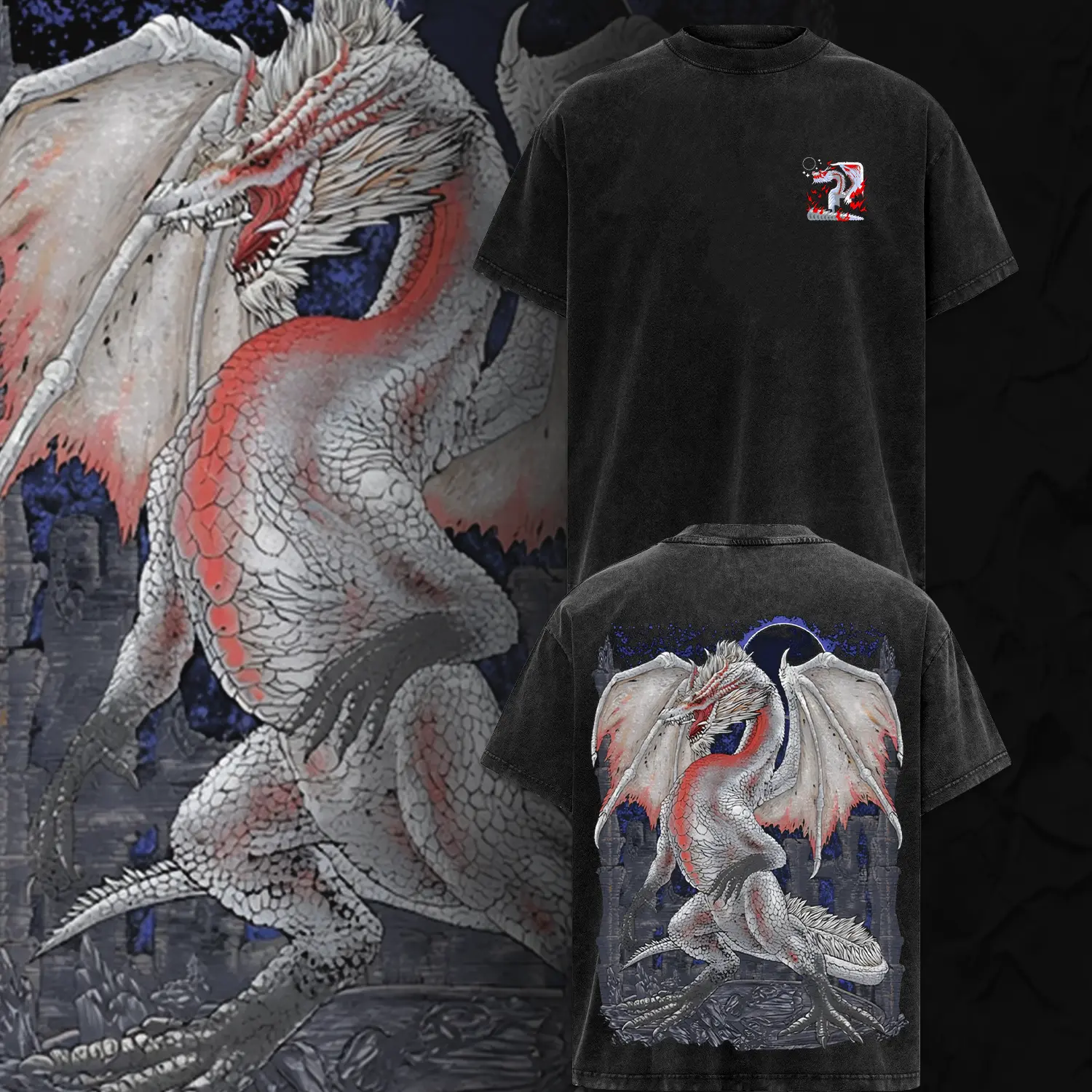 [Collection] Monster Hunter Wilds V2 Double Printed Oversize Lightweight Acid Washed Tee Game Graphic T-Shirt for Men Casual Day Wear Cotton Fabric - Jeans Vintage Gaming Retro Black Tee Oversized Heavyweight Cotton T-Shirts Love Menswear