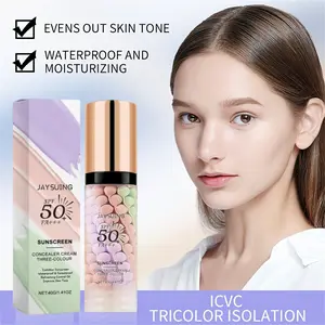 Three-color protective barrier cream, three-in-one facial pre-makeup lotion, moisturizing and non-greasy makeup that covers imperfections, 8H long-lasting protection cream, nourishing pre-makeup makeup, perfect Valentine's Day gift