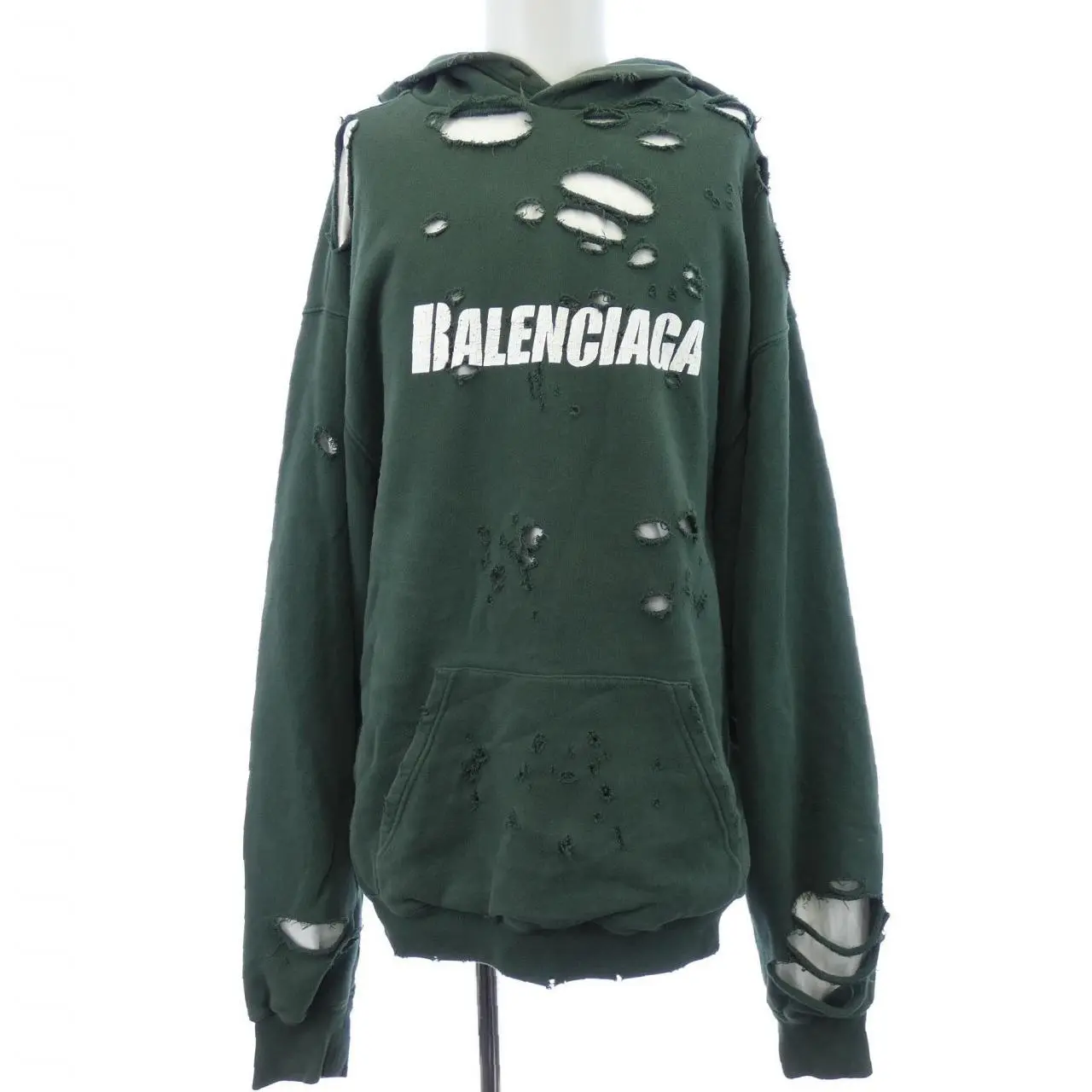Pre-owned Balenciaga Cotton Small Leather Goods Caps Destroyed Hoodie