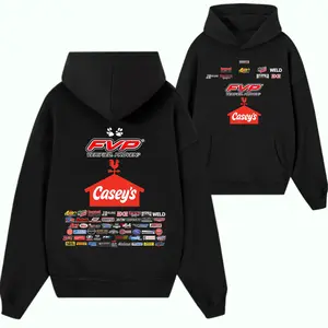 FVP Racing Sponsor Hoodie – Black Motorsport Pullover Featuring Verified Proven Logo and Casey’s Sponsor Graphic for Racing Fans