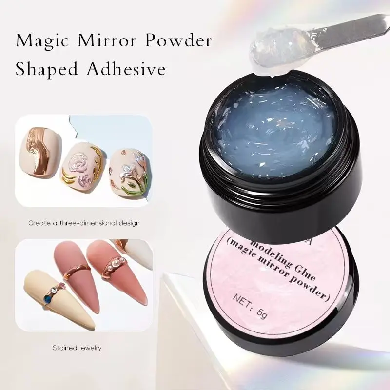 Magic Powder Modeling Gel for 3D Nail Art, 5g Semi-Solid Formula with Strong Adhesion for DIY Gel Nails at Home