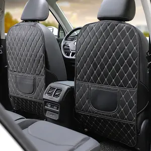 Durable PU Leather Car Kick Pad Protector, Front Seat Cover Organizer, Car Backseat Organizer for Toys Drinks Snacks Phones Wallets, Universal Fit for Most Cars