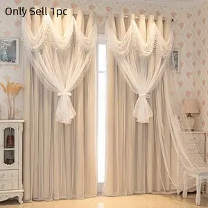 European Style Blackout Sunshade Curtain, Ruffled Hem Design, Living Room Drapes, High-End Double Layer Window Screen, 100% Light Blocking