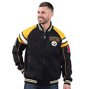 Football Fan Shop Officially Licensed NFL Faux Suede Jacket by Glll Sports - Steelers