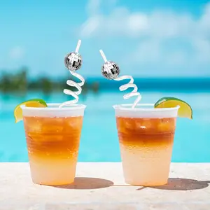 Disco Ball Design Straws, 3/ Disco Ball Straws, Party Decoration Supplies for Holiday Wedding Birthday Party, Utensils