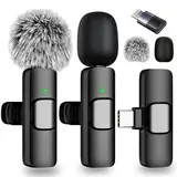 Compact Wireless Lavalier Microphone with USB-C Receiver Port, Rechargeable Clip-On Device for Smartphones, Tablets, Vlogging Equipment, Podcast Equipment