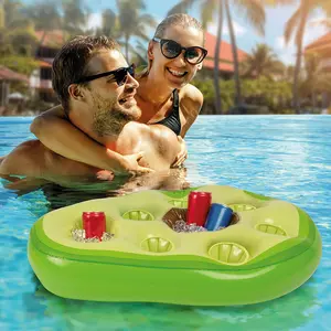 New Inflatable Floating Ice Bar Multi Hole Cup Holder Portable Drink Serving Tray Pool Party Self Service Ice Tray
