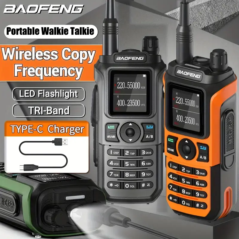 Baofeng UV-21R Portable Ham Radio Walkie Talkie Receiver (1Pc) - 3km Long Range Wireless Audio Device for Adults, 999 Channels, NOAA Weather Alert, VOX, 771 Antenna, Upgraded Rechargeable Battery, Clip, Charging Port, Adventure Daily Use, Survival