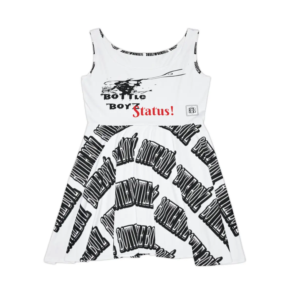FL Bottle Boyz Status Women's Skater Dress (AOP) (BLK V)
