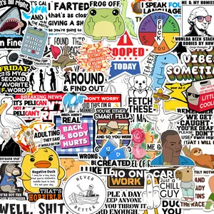 100Pcs Sarcastic Stickers for Adults, Hilarious Meme Prank Joke decals for laptop, computer, water bottle,  Vinyl Waterproof
