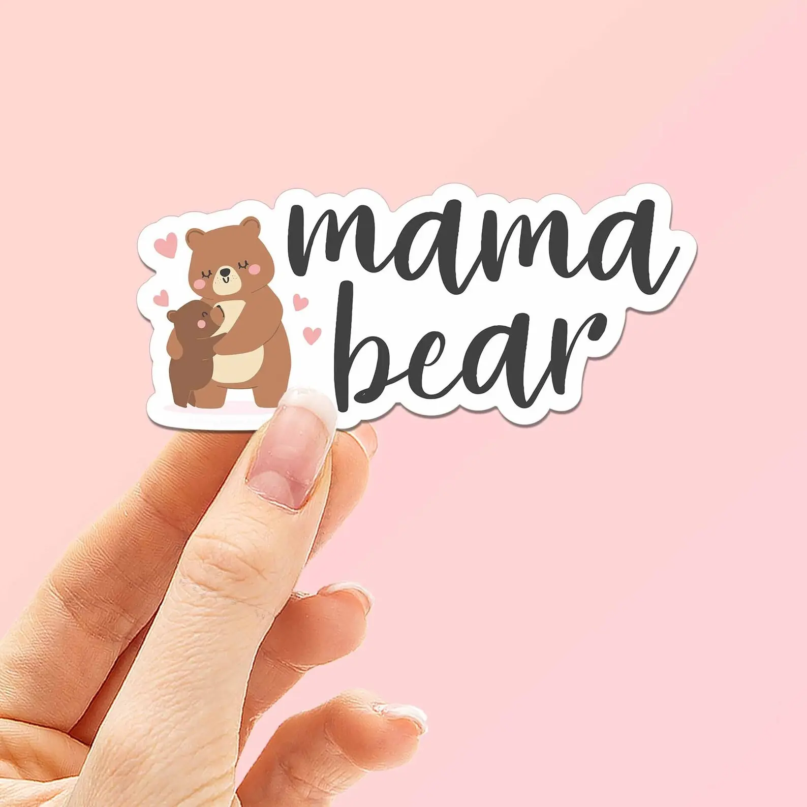 Mama Bear Sticker - Cute Waterproof Decal for Moms, Family Gifts for Momma, I Love You Mom Present for Mother's Day, Mom Life Baby Shower