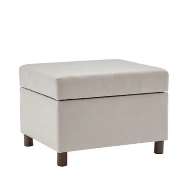 25" Wide Rectangle Storage Ottoman with Wood Legs and Hinged Lid