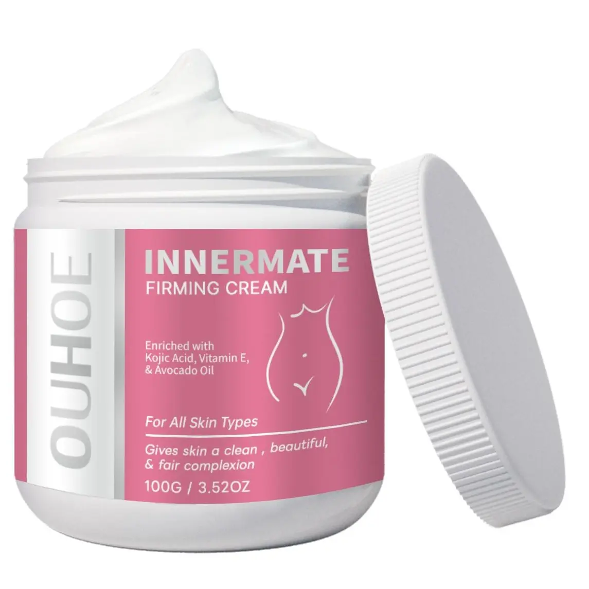 OUHOE Softening & Brightening Care Cream, containing kojic acid, vitamin E, and avocado oil, nourishes and improves the skin on underarms, joints, and the inner thighs.