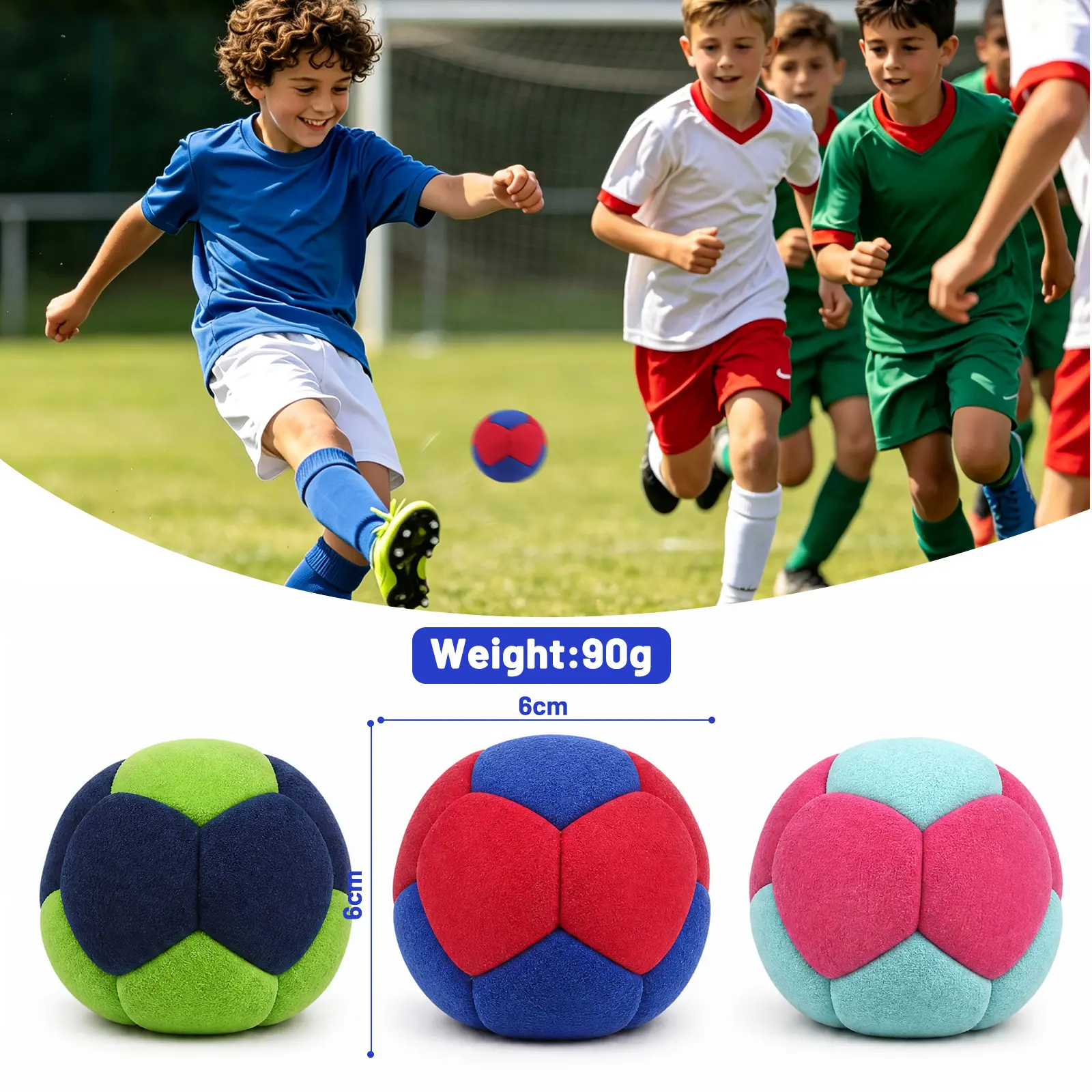 3/6 Pack Soccer Hackys Footbag Sacks - Soft Footbags for Adults Kids - Durable Juggling Balls Sack Balls - Vibrant Sports Design for Indoor & Outdoor Play, Party Favors, Solo or Group Footbag Game, Outdoor Summer Camp- Each 2.36 inch, 3.2oz