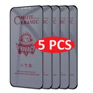 5-Pack Matte Privacy Screen Protectors for Smartphone, Compatible with iPhone 17 Pro Max, 16e, 15 Pro Max, 14, 13, 12, 11 Series, Anti-Fingerprint, 9h Tempered Glass, Protection