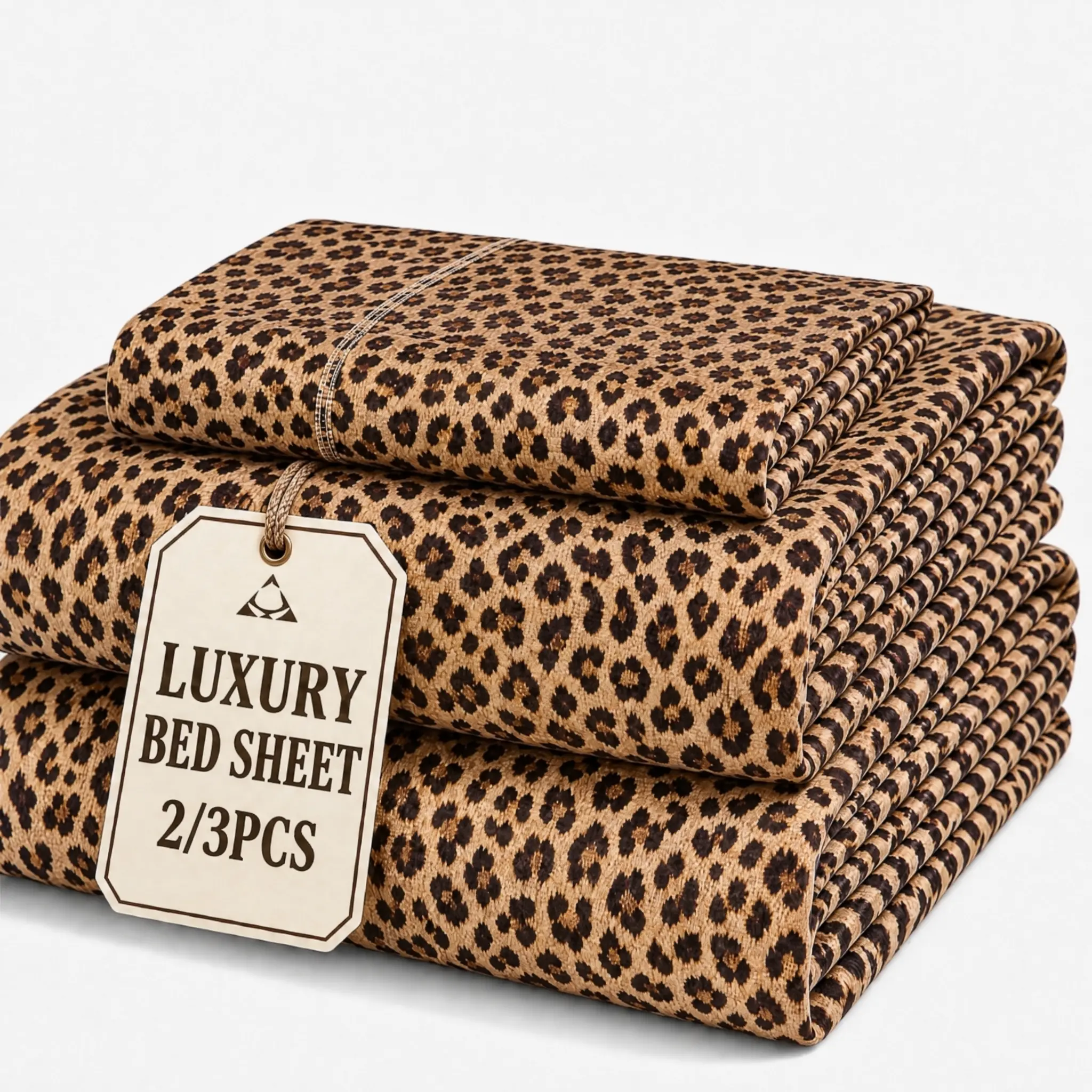 Cosybay Leopard Print Satin Fitted Sheet Set 2/3Pcs, Cooling Breathable Deep Pocket Fitted Sheets with Pillowcases, Pet Friendly Wrinkle Resistant Bedding for Summer Fall Halloween Bedroom Decor, Luxury Silky Smooth Easy Care Bed Sheets