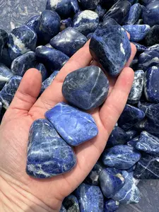 New Moon Beginnings Large Tumbled Sodalite Pebbles - Blue and White Color with Unique Shapes