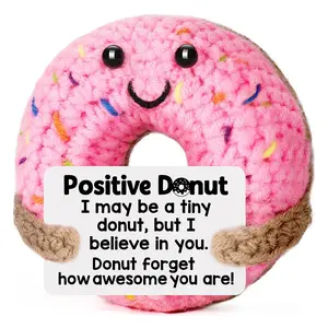 Funny Positive Gifts, Emotional Inspirational Support Crochet Donut for Women and Men Friend Student Birthday Graduation Potato Pickle Christmas Stocking Stuffers Xmas Holiday Handmade Crochet Figure