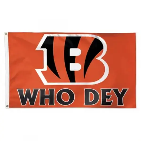 Cincinnati Bengals WHO DEY Fan Flag - 90x150 cm / 3x5 ft Durable Fade-Resistant Polyester Wall Decor Flag, Lightweight Flow Outdoor Banner, Party Decoration Supply with Team Logo for Hanging Display