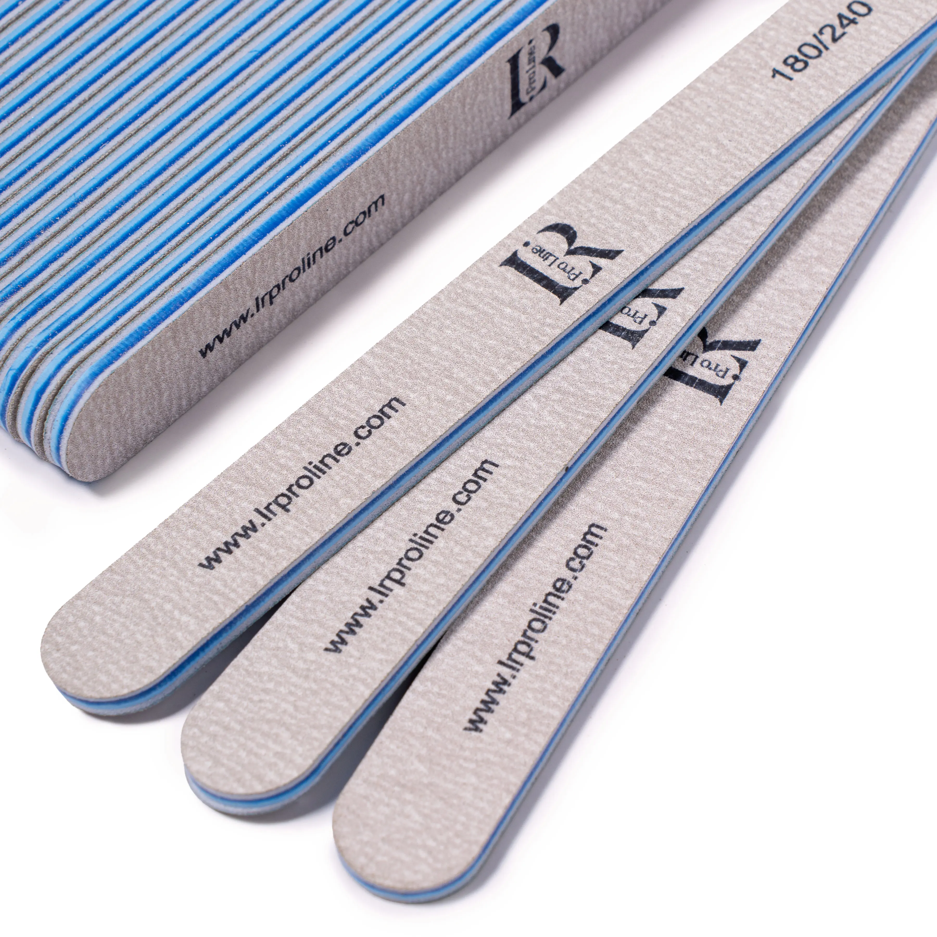LR PRO LINE Professional Nail File 10-Piece Pack - 150/180 or 180/240 Grit, Washable, Gentle, Reinforced Core, Salon-Quality for Adults' Manicure Smoothing, Gel Polish Prep & Nail Care, Double-Ended Foot Files