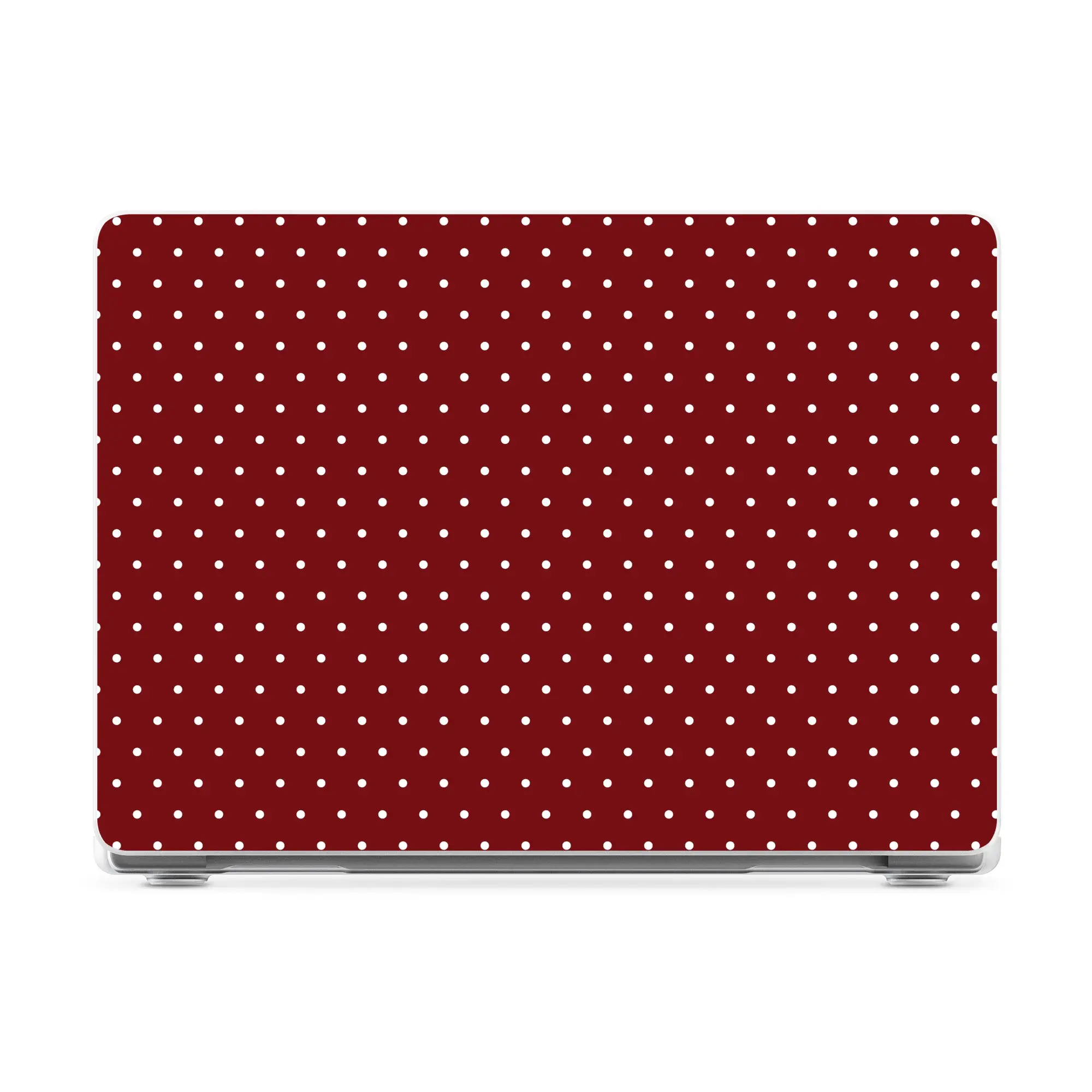 Casely MacBook Case | On the Dot | Maroon Polka Dot Laptop Shell | Snap-on Laptop Shell with Raised Anti-Slip Grip and Bottom Vent Cutouts | Hard Policarbonate Protective Laptop Cover