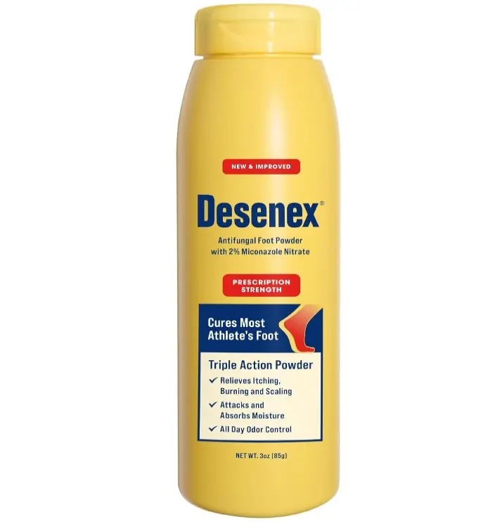Desenex Anti-Fungal Foot Powder, Cures Most Athlete’s Foot, 2% Miconazole Nitrate, Helps Relieve Itching, Burning and Scaling, Attacks and Absorbs Moisture, 3oz Bottle