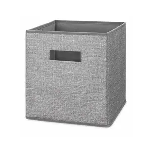 Whitmor 122044 Collapsible Fabric Storage Cube Organizer with Cutout Handle, Gray Bedroom Storage Organizer Boxes