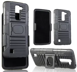 NAKEDCELLPHONE BLACK GRIP RING CASE + BELT CLIP HOLSTER STAND FOR LG TRIBUTE-5, LG TREASURE, LG K7 (LS675, MS330, L51G, L51AL, L52VL)