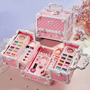 Kids Makeup Kit for Girls, Washable Real Makeup Set with Cosmetic Case, Pretend Play Beauty Set for Dress Up, Kids Vanity, Birthday Christmas Easter Gift for Little Girls