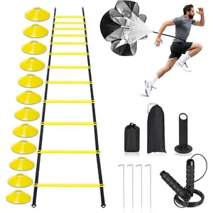 Agility Ladder,Speed Equipment Set,20ft Rungs Speed Ladder,Soccer Cones,Jump Rope, Running Resistance Umbrella,Basketball Equipm